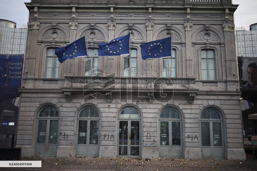 Farmers Protest Ahead Of EU Summit - Brussels