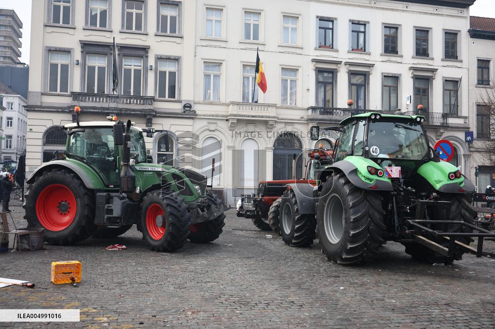 Farmers Protest Ahead Of EU Summit - Brussels