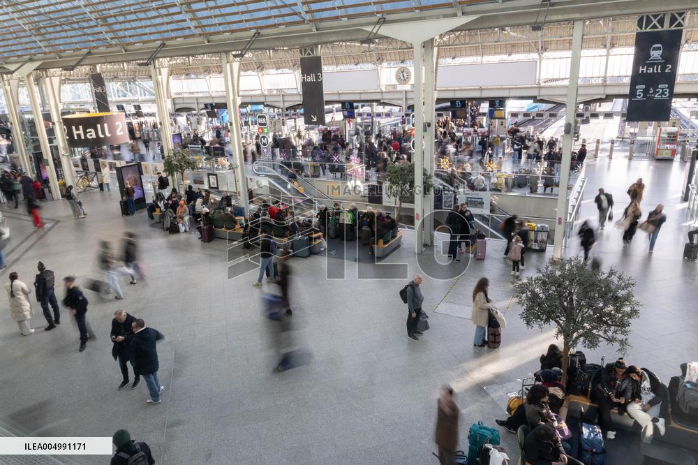 Illustration of the Gare de Lyon during the Christmas holiday departures - Paris AJ