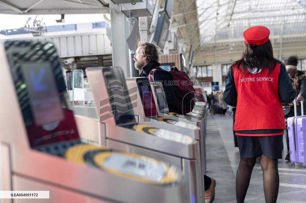 Illustration of the Gare de Lyon during the Christmas holiday departures - Paris AJ