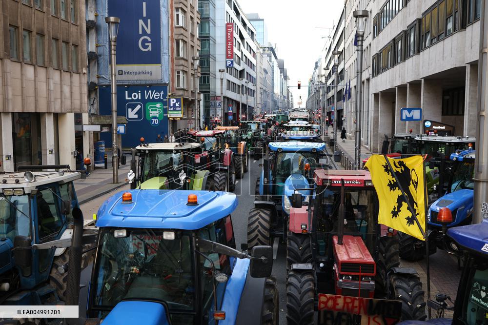 Farmers Protest Ahead Of EU Summit - Brussels