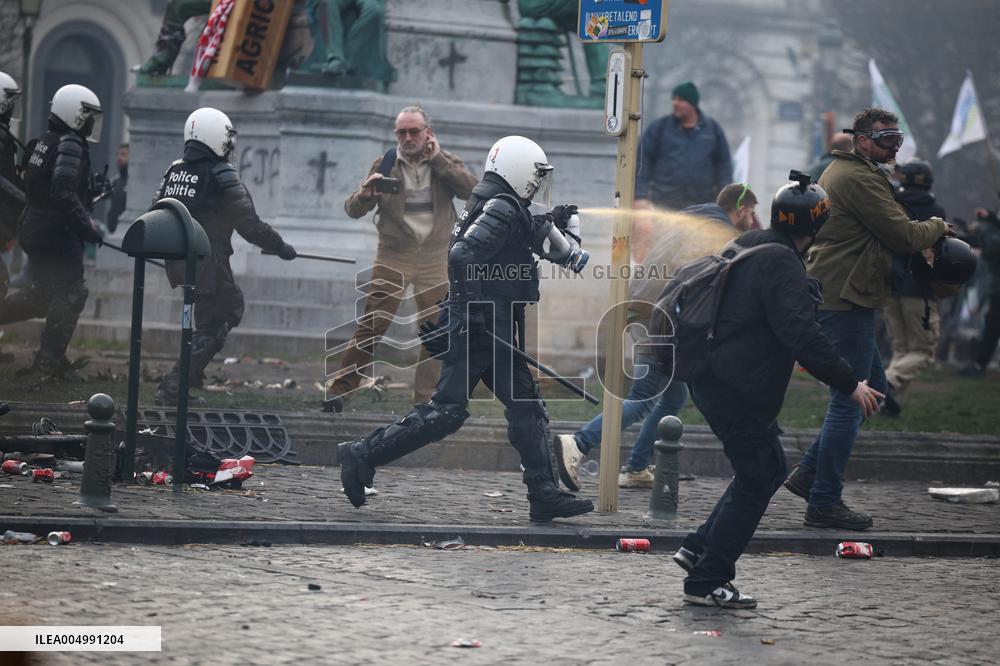 Farmers Protest Ahead Of EU Summit - Brussels