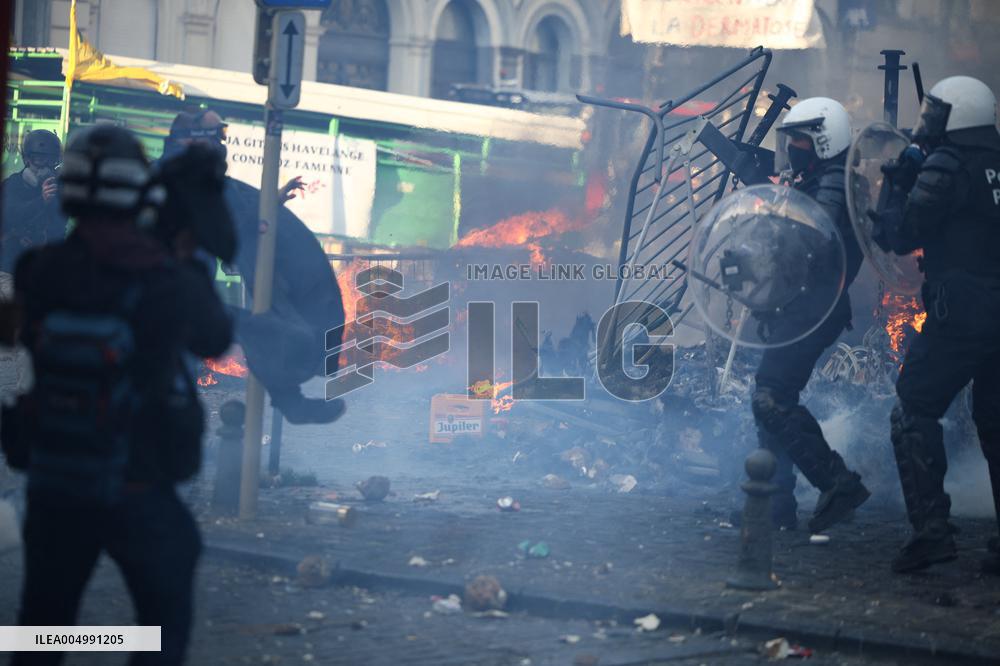 Farmers Protest Ahead Of EU Summit - Brussels