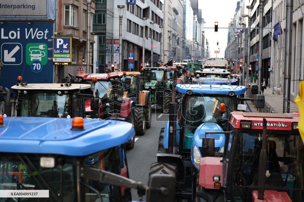 Farmers Protest Ahead Of EU Summit - Brussels