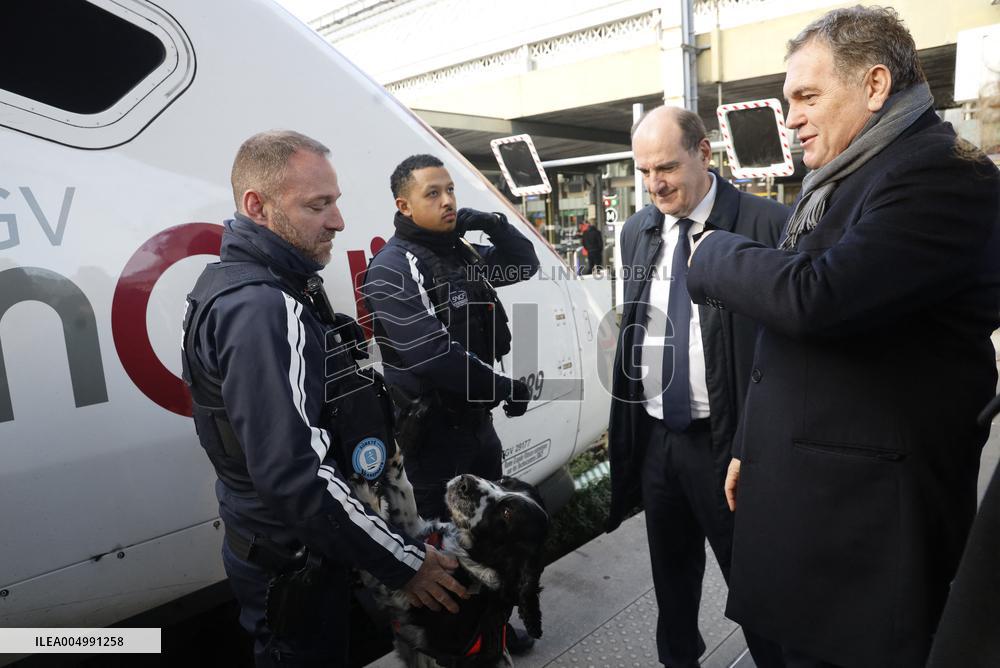 Visit of the Minister of Transport and the President of the SNCF at the Gare de Lyon - Paris