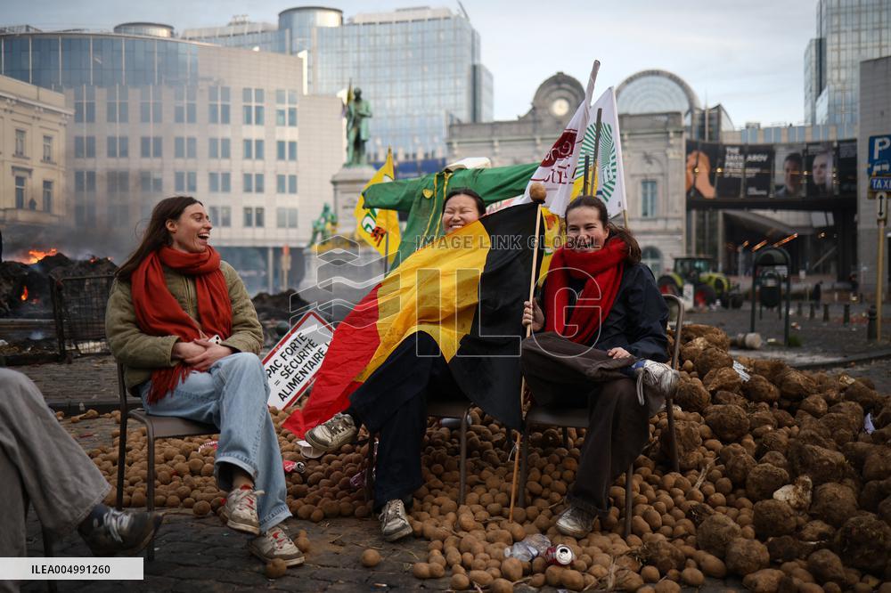 Farmers Protest Ahead Of EU Summit - Brussels