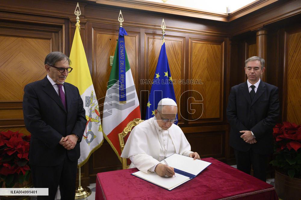 Pope Leo XIV Visits Italian Senate - Rome