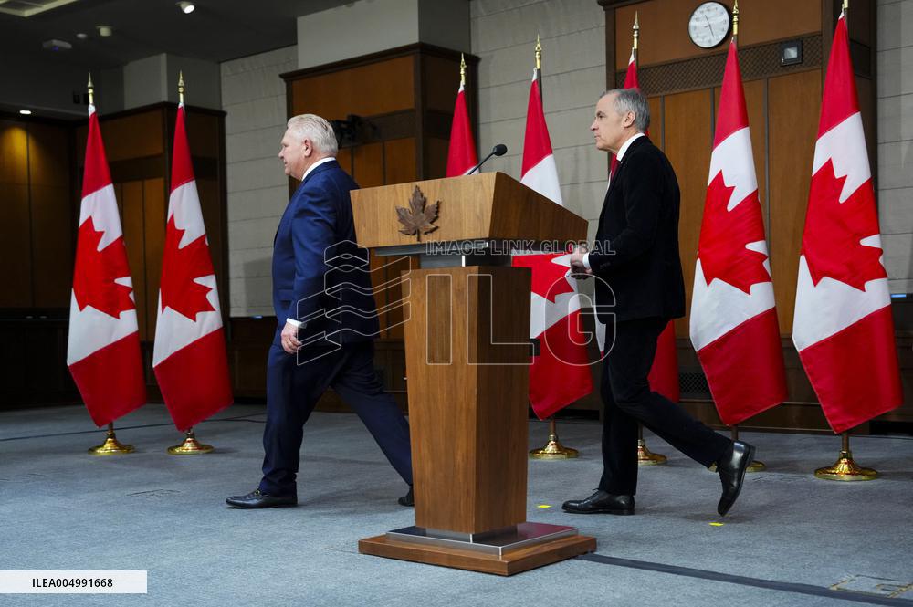 Signing Ceremony Between Doug Ford and Mark Carney - Ottawa