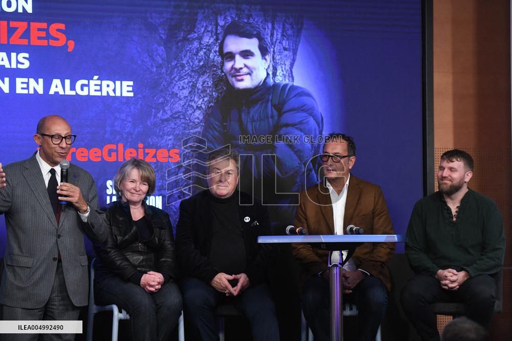 Press Conference Held for Christophe Gleizes - Paris