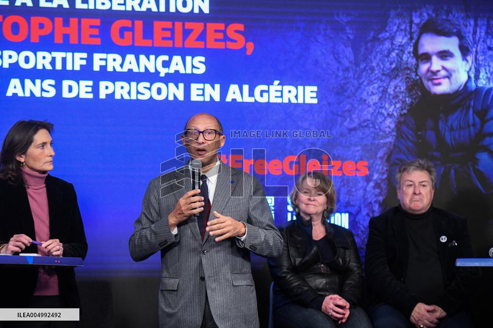 Press Conference Held for Christophe Gleizes - Paris