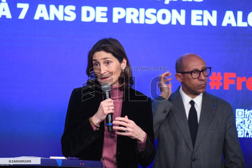 Press Conference Held for Christophe Gleizes - Paris