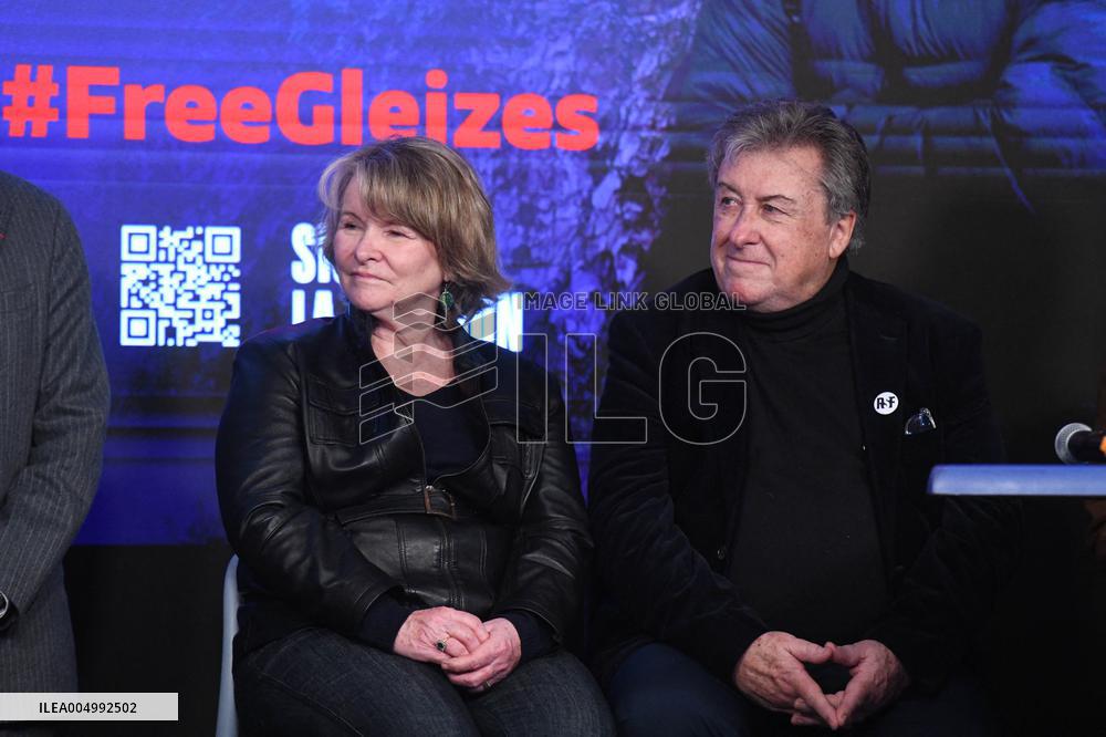 Press Conference Held for Christophe Gleizes - Paris