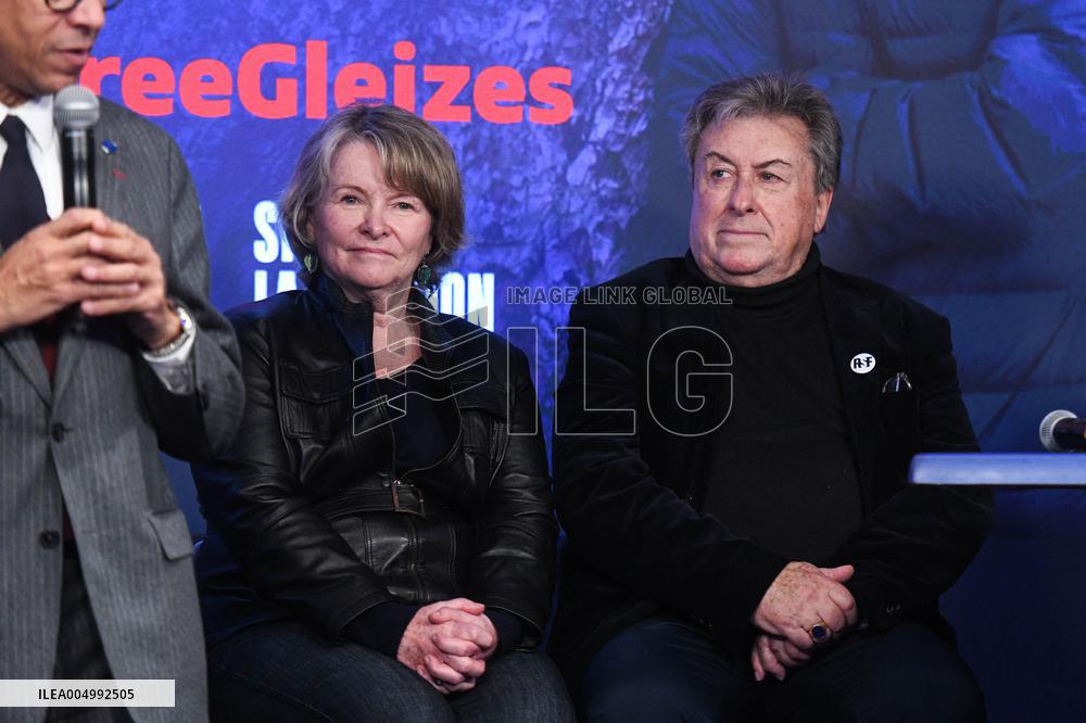 Press Conference Held for Christophe Gleizes - Paris
