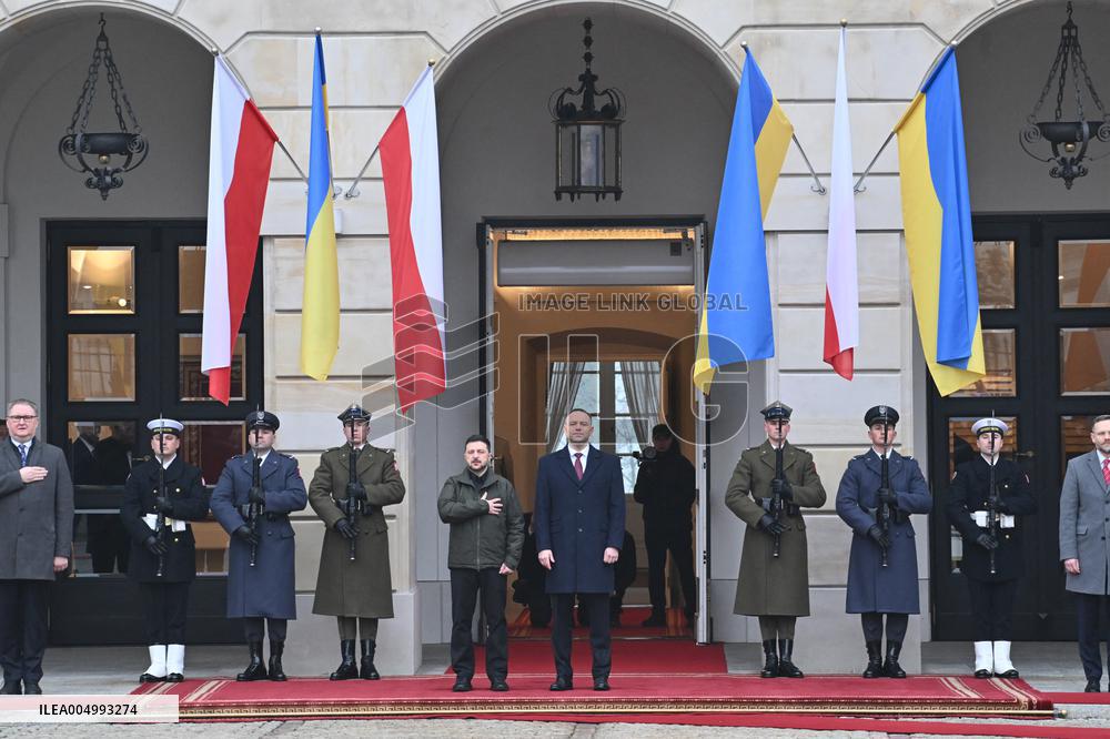 Ukrainian President Volodymyr Zelensky visits Warsaw - Poland