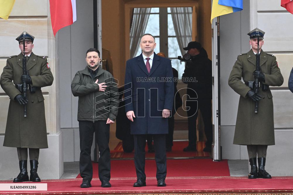 Ukrainian President Volodymyr Zelensky visits Warsaw - Poland