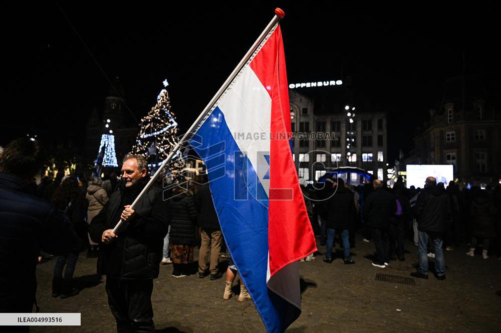 Pro-Israel Demonstration Held in Central Amsterdam