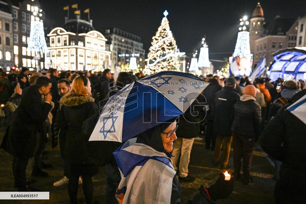 Pro-Israel Demonstration Held in Central Amsterdam