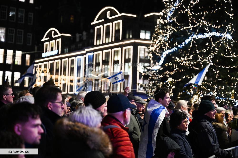 Pro-Israel Demonstration Held in Central Amsterdam
