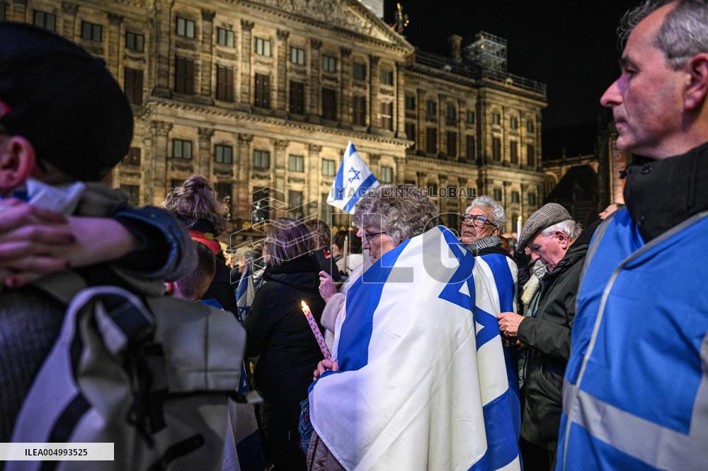 Pro-Israel Demonstration Held in Central Amsterdam