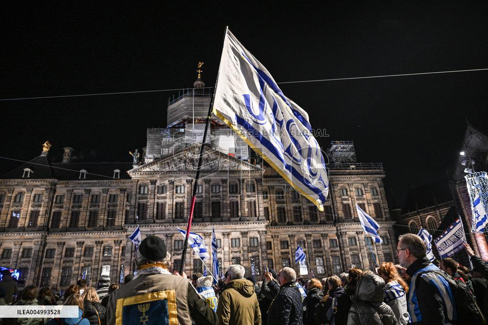 Pro-Israel Demonstration Held in Central Amsterdam