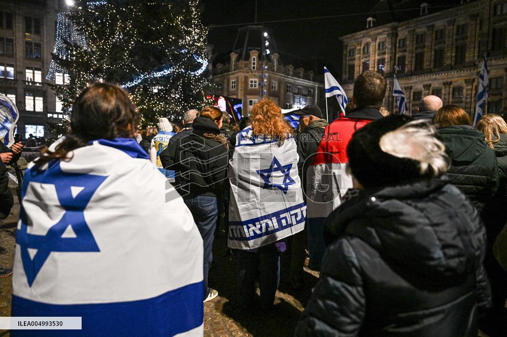 Pro-Israel Demonstration Held in Central Amsterdam
