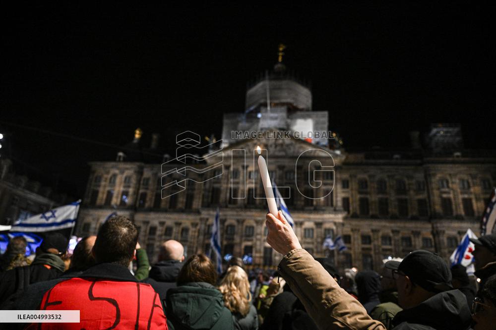 Pro-Israel Demonstration Held in Central Amsterdam