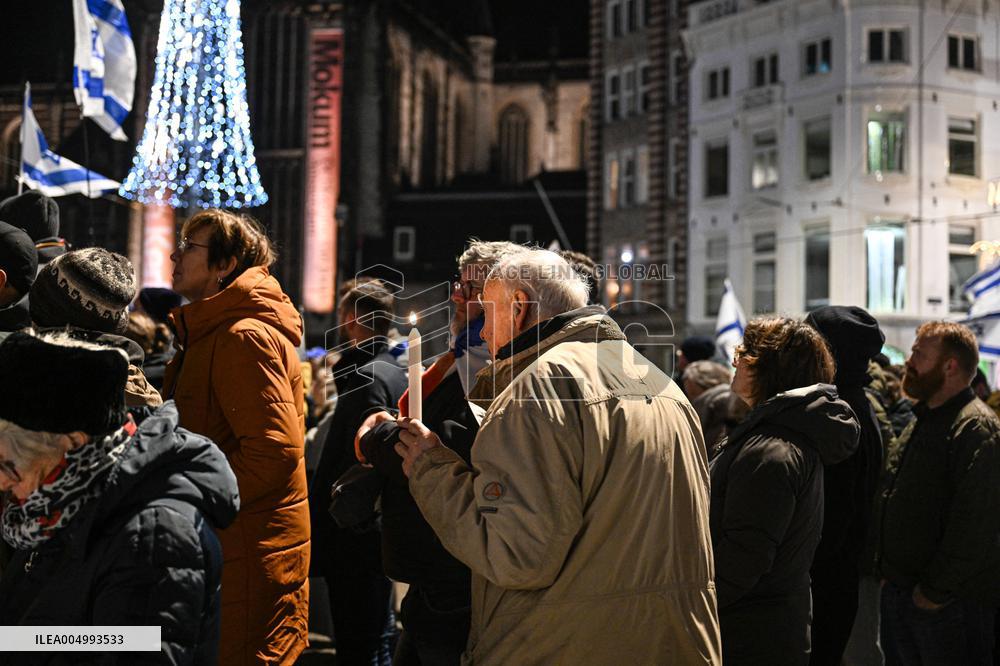 Pro-Israel Demonstration Held in Central Amsterdam