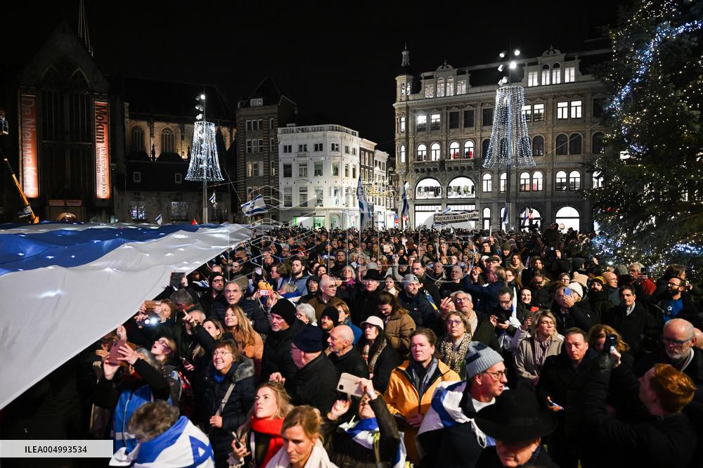 Pro-Israel Demonstration Held in Central Amsterdam