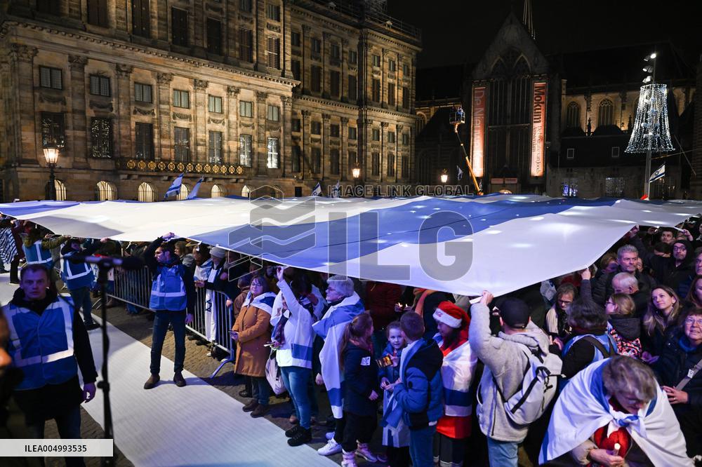 Pro-Israel Demonstration Held in Central Amsterdam