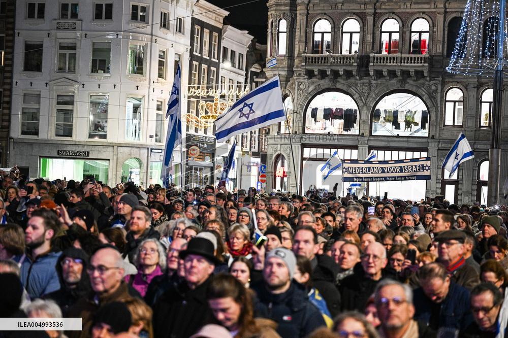 Pro-Israel Demonstration Held in Central Amsterdam