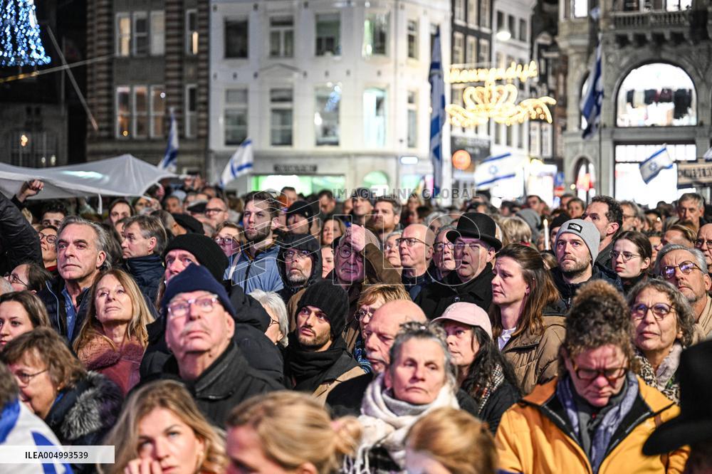 Pro-Israel Demonstration Held in Central Amsterdam