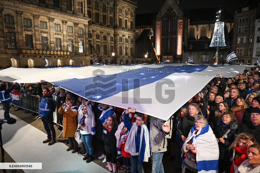 Pro-Israel Demonstration Held in Central Amsterdam