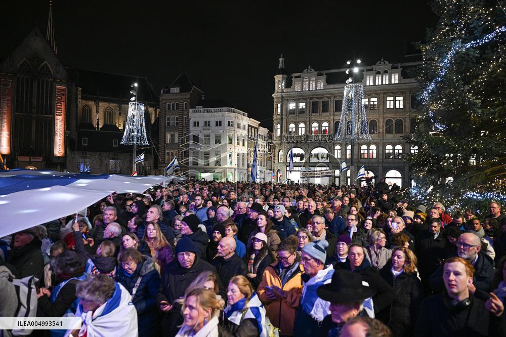 Pro-Israel Demonstration Held in Central Amsterdam