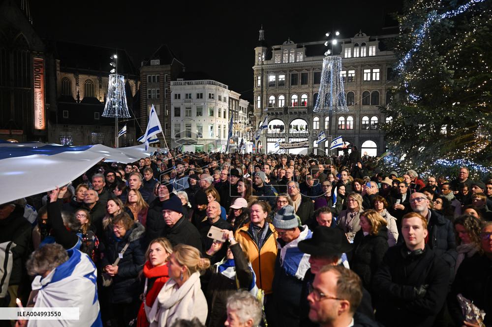 Pro-Israel Demonstration Held in Central Amsterdam
