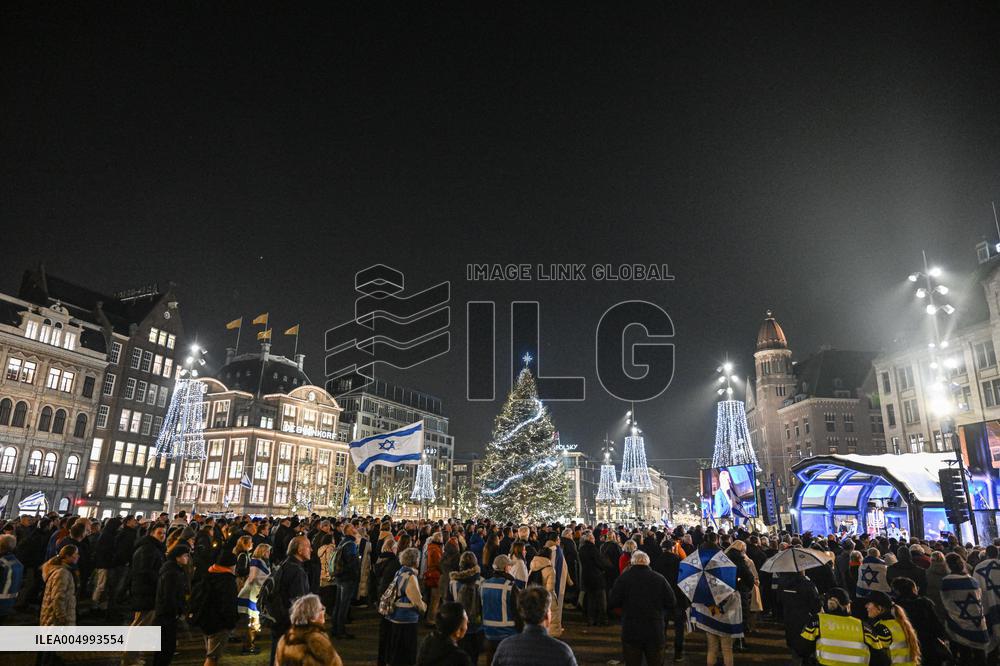 Pro-Israel Demonstration Held in Central Amsterdam