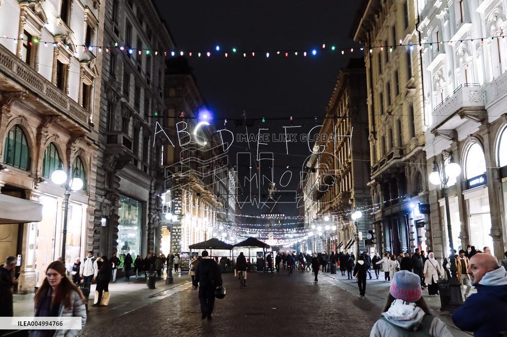 Christmas Atmosphere With Lights In Milan - Italy
