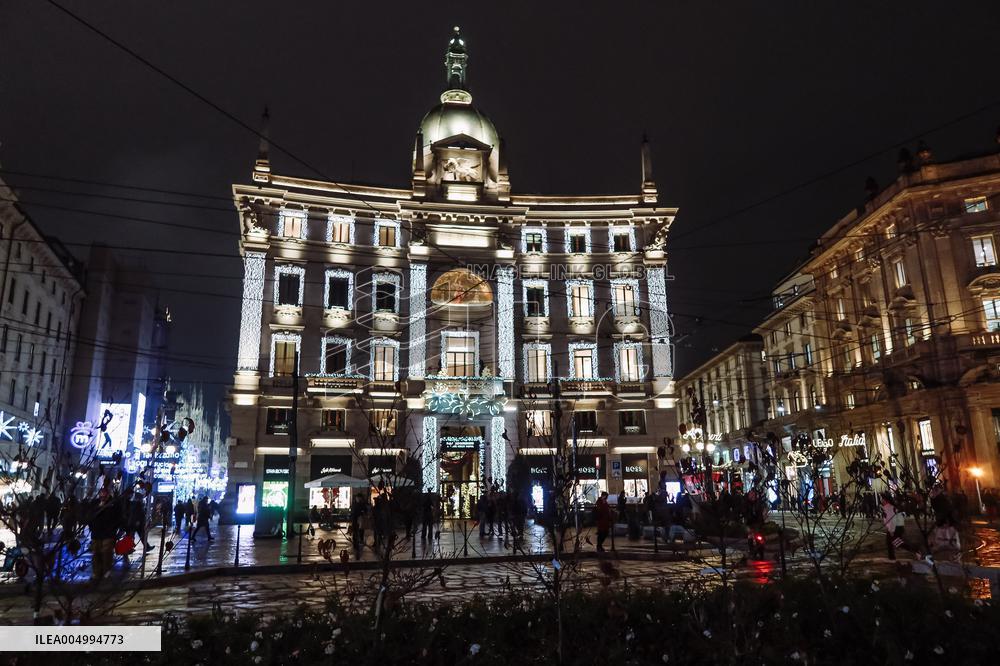 Christmas Atmosphere With Lights In Milan - Italy