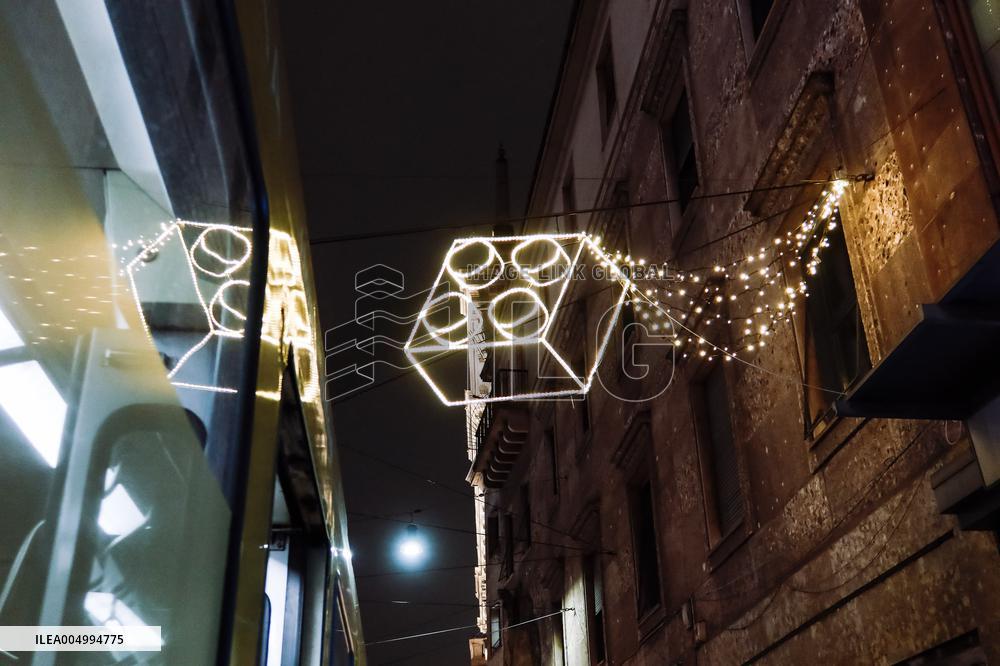 Christmas Atmosphere With Lights In Milan - Italy