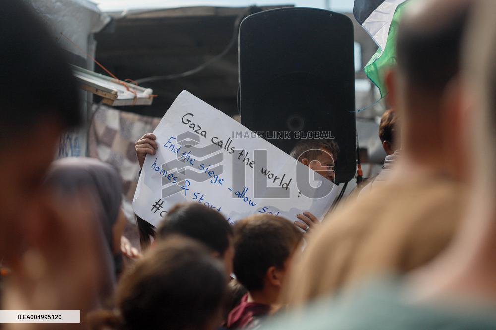 Vigil Organized By Displaced Palestinians - Jabalia