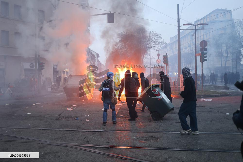 Clashes During The Protest Against The Askatasuna Eviction - Turin