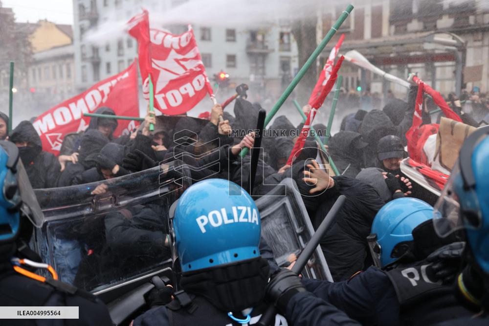Clashes During The Protest Against The Askatasuna Eviction - Turin