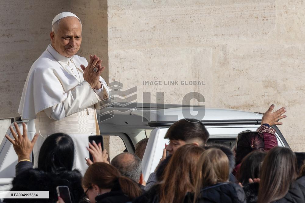 Pope Leo XIV during the last Jubilee audience in St. Peter's Square - Vatican