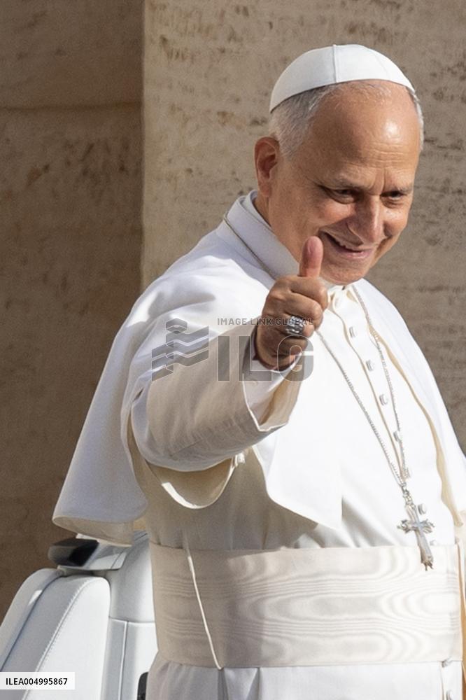 Pope Leo XIV during the last Jubilee audience in St. Peter's Square - Vatican