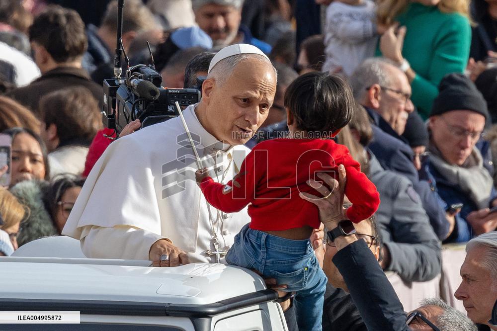 Pope Leo XIV during the last Jubilee audience in St. Peter's Square - Vatican