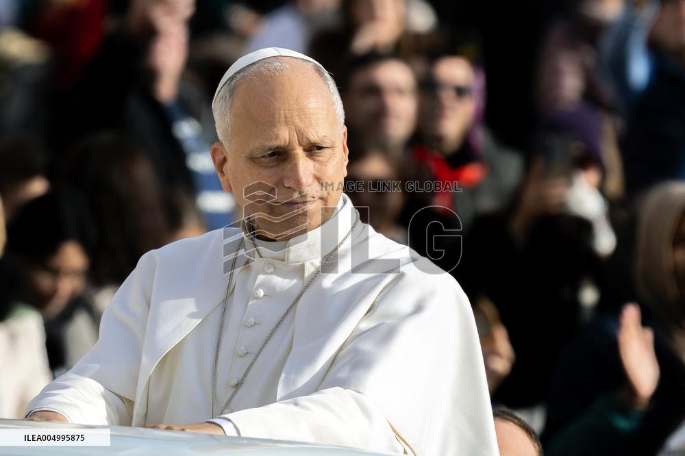Pope Leo XIV during the last Jubilee audience in St. Peter's Square - Vatican