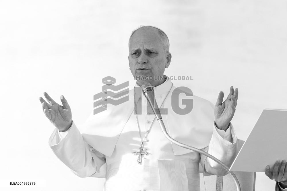 Pope Leo XIV during the last Jubilee audience in St. Peter's Square - Vatican