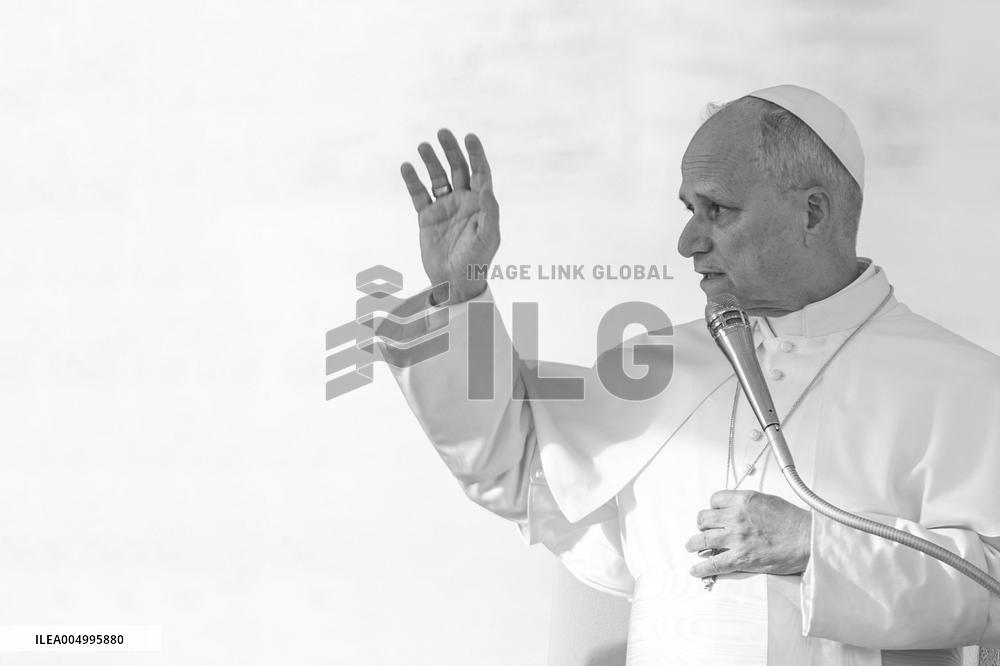 Pope Leo XIV during the last Jubilee audience in St. Peter's Square - Vatican