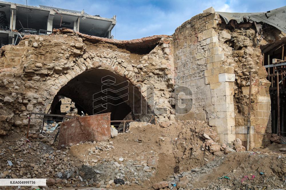 Gaza Omari Mosque and Pasha Palace After Israeli Airstrikes - Gaza