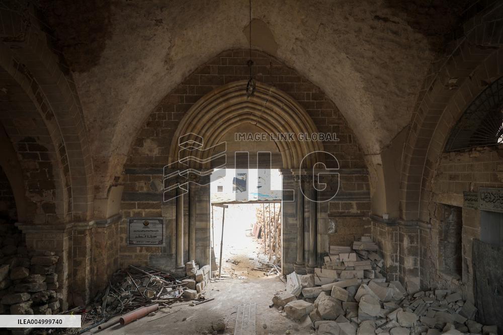 Gaza Omari Mosque and Pasha Palace After Israeli Airstrikes - Gaza