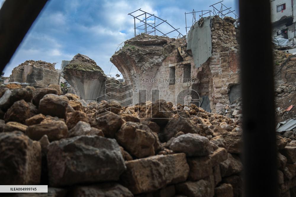 Gaza Omari Mosque and Pasha Palace After Israeli Airstrikes - Gaza